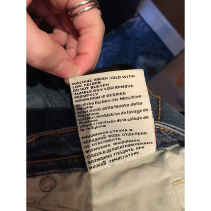 Seven 7 Jeans Flare Leg 11" Rise Medium Wash 32" Waist Embroidery Pockets