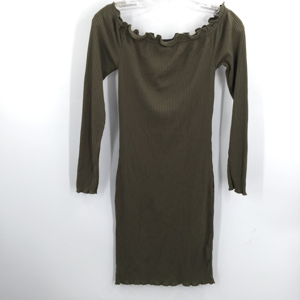 Vero Moda Women's Rib Off-The-Shoulder Bodycon Dress Ivy Green Size Medium NWT