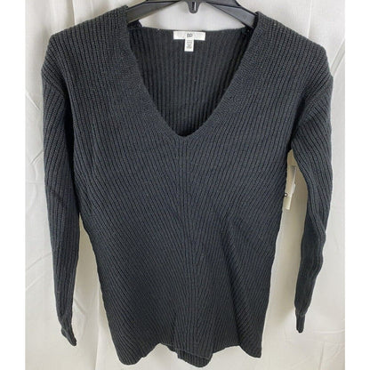 BP. V-Neck Rib Knit Long Sleeve Sweater Size XXS/2XS Black NWT