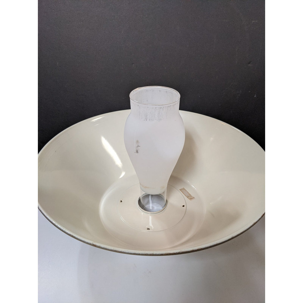 Vintage 2 piece metal and glass chimney light cover Cream hanging pendant table