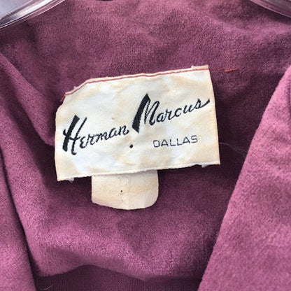 HERMAN MARCUS vintage wine/purple dress belt long sleeve M/L Fit Flare