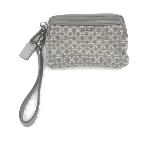 CoachCoach Madison Dotted Op Art Signature Jacquard Wristlet in gray and silver
