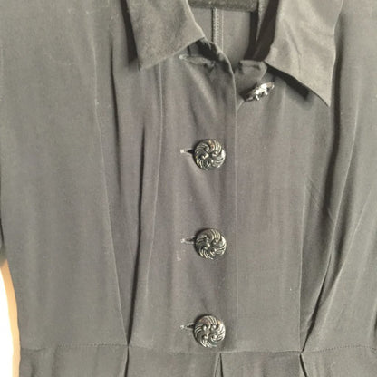 Vintage Rampage Romper Jumper Button Front Long Sleeve Pleated Black Size 3 Y2K