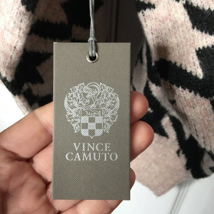 Vince Camuto Pullover Sweater Turtleneck Sweater Houndstooth Large Winter Heavy