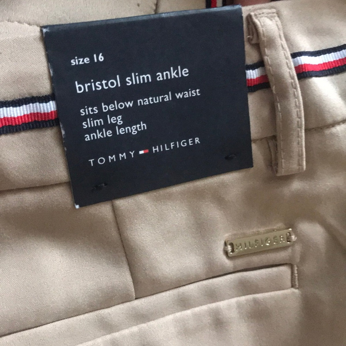 Tommy Hilfiger NEW Beige Ribbon Trim Pants Size 16 Bristol Capri