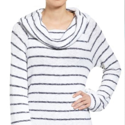 Caslon Convertible Off The Shoulder Pullover Small Cowl Neck Striped Sweater top