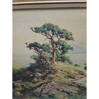 Robert Wood "Pacific Coast" Vintage WOOD Framed Reproduction Print 16" X 16" mCM
