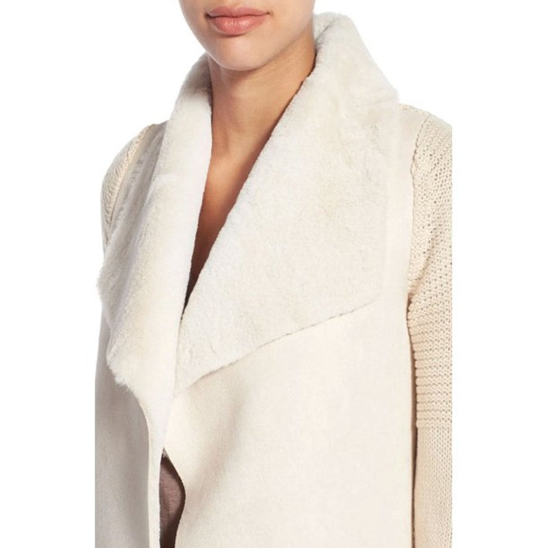 Love Token Open Front Faux Suede Knit Arms Back Jacket LT75-27 Medium Ivory