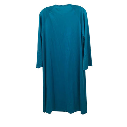 Vanity Fair Vintage blue robe nylon One Size button up 1960s midi housedress