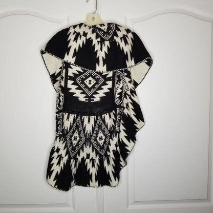 John Paul Richard Circle Cardigan Sweater Sleeveless Wh/blk TRIBAL Large folk