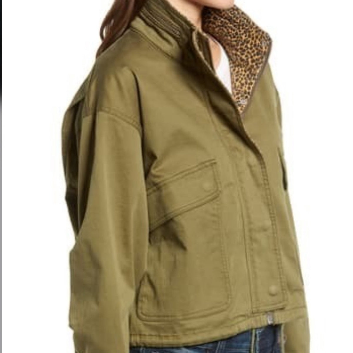 Current/Elliott NWT The Cropped Infantry Olive Green Jacket Size 2