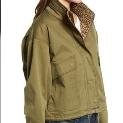 Current/Elliott NWT The Cropped Infantry Olive Green Jacket Size 2