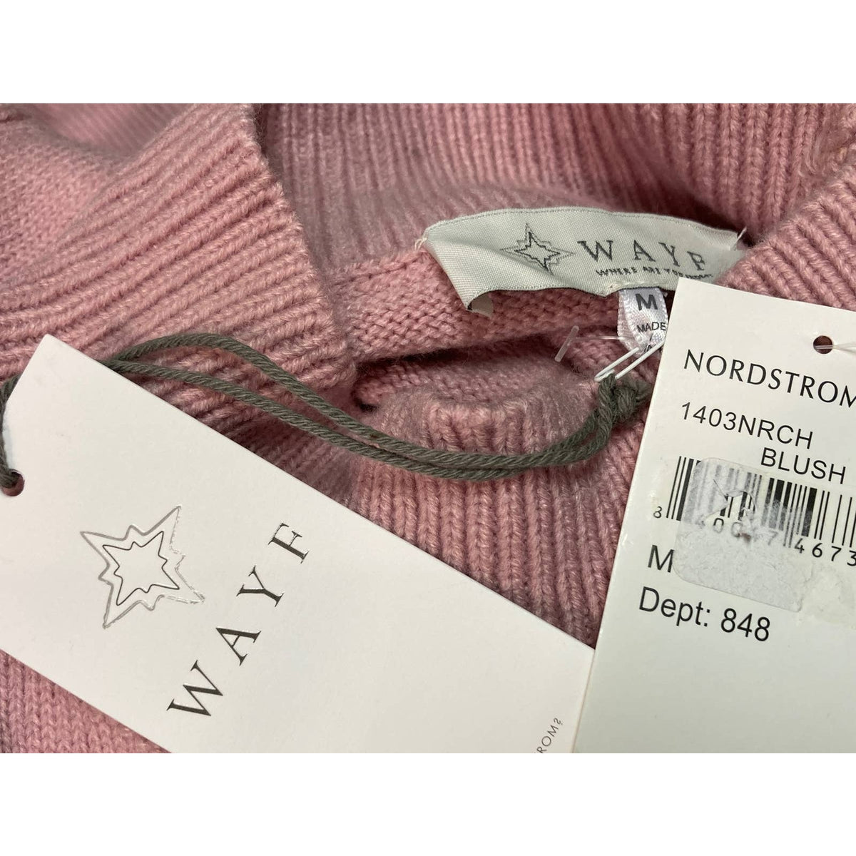 WayF Lola Puff Sleeve Knit Dress Medium Blush Pink NEW Mock Neck Sweater Dress