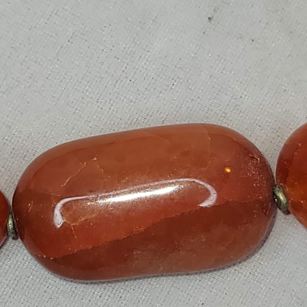 Natural Gemstone Beaded Carnelian Red Agate necklace and bracelet set Vintage