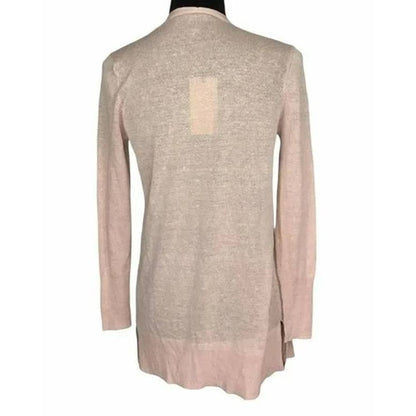 Halogen Open Front Knit Cardigan Sweater XXS Petite Pink Chintz NWT Linen Blend