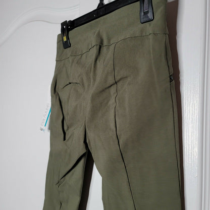 Bar Iii Cropped Skinny Pull-On Pants High Rise Zip-Pocket Green Casual XX-Small