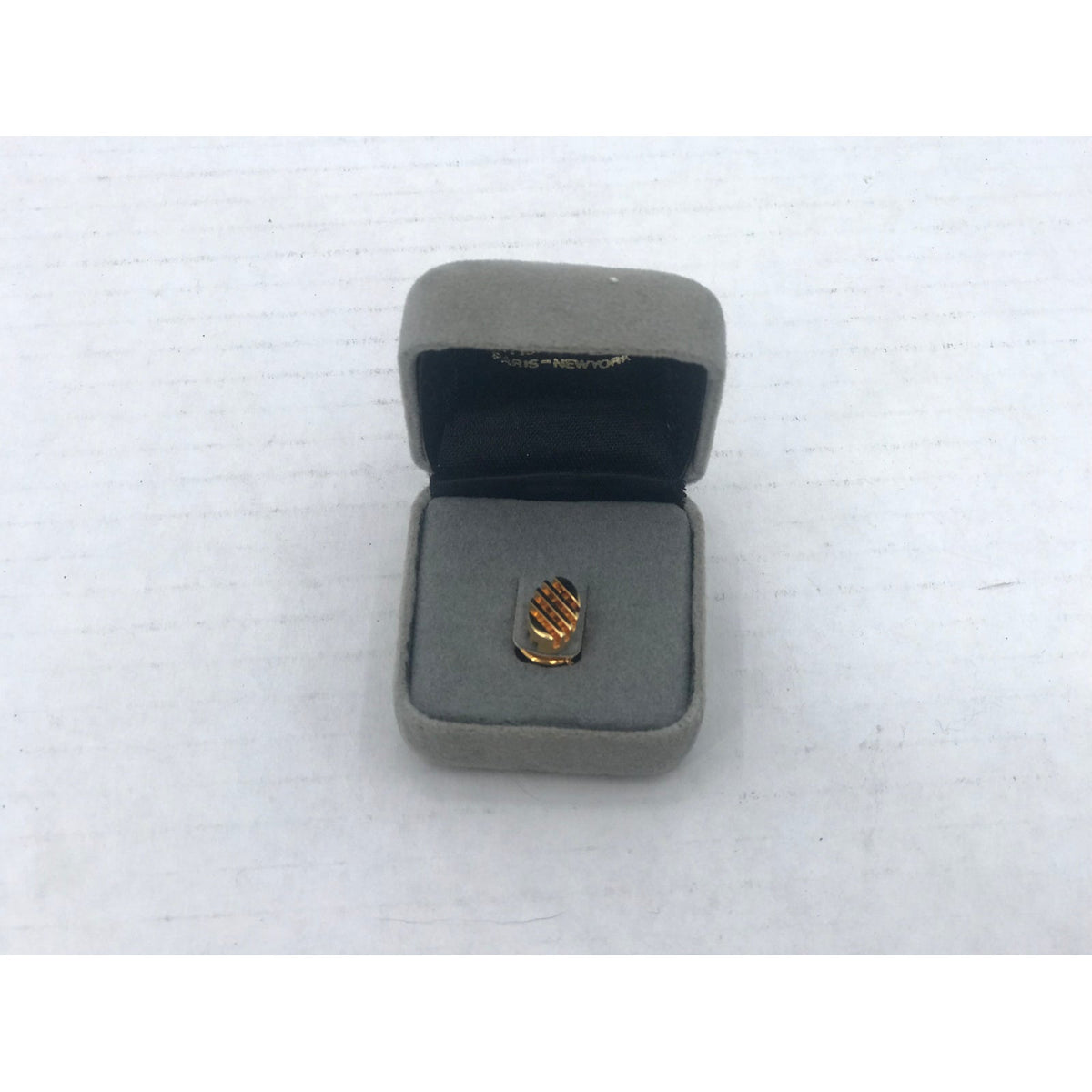 Vintage MCM style Gold Tie tack Abstract Modernist Design Crosshatch Openwork
