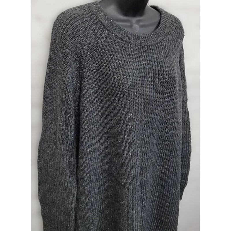 Madewell Pullover Rib Knit Wool Blend Dress Size Large in Flecked Charcoal NWT