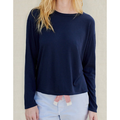 Sundry Navy Blue Long Sleeve Box Tee Shirt NWT Size 0 XSMALL CASUAL Top Solid xs