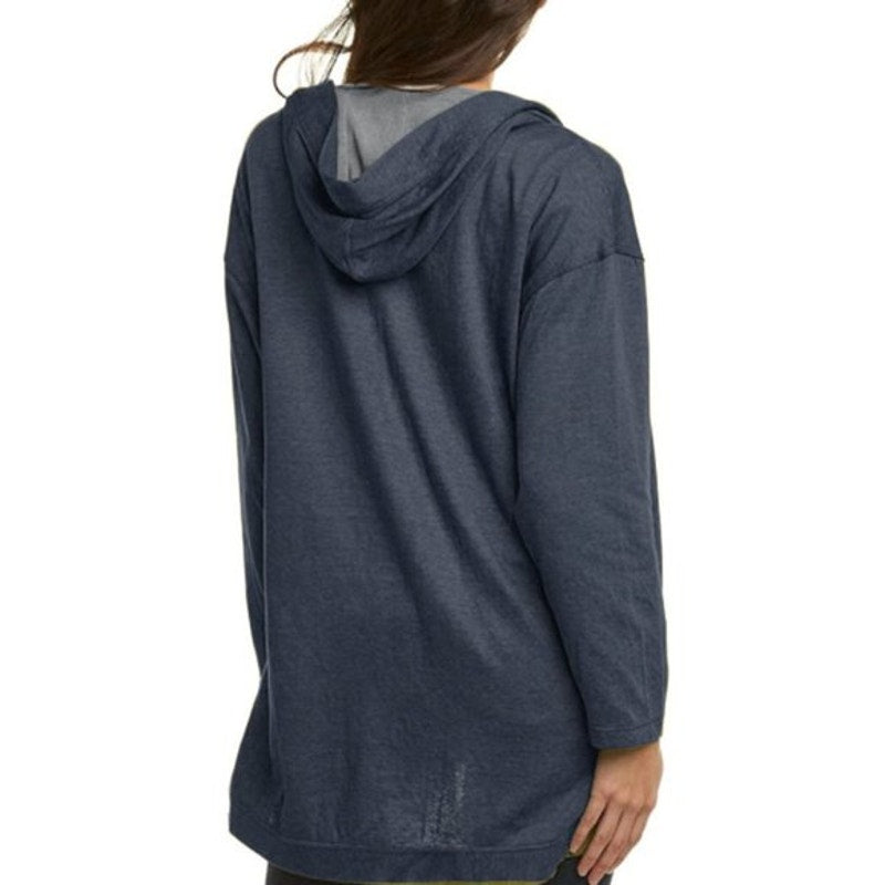 Max Studio NEW Indigo Blue Cascading Cardigan Hoodie Lightweight Sweater Small