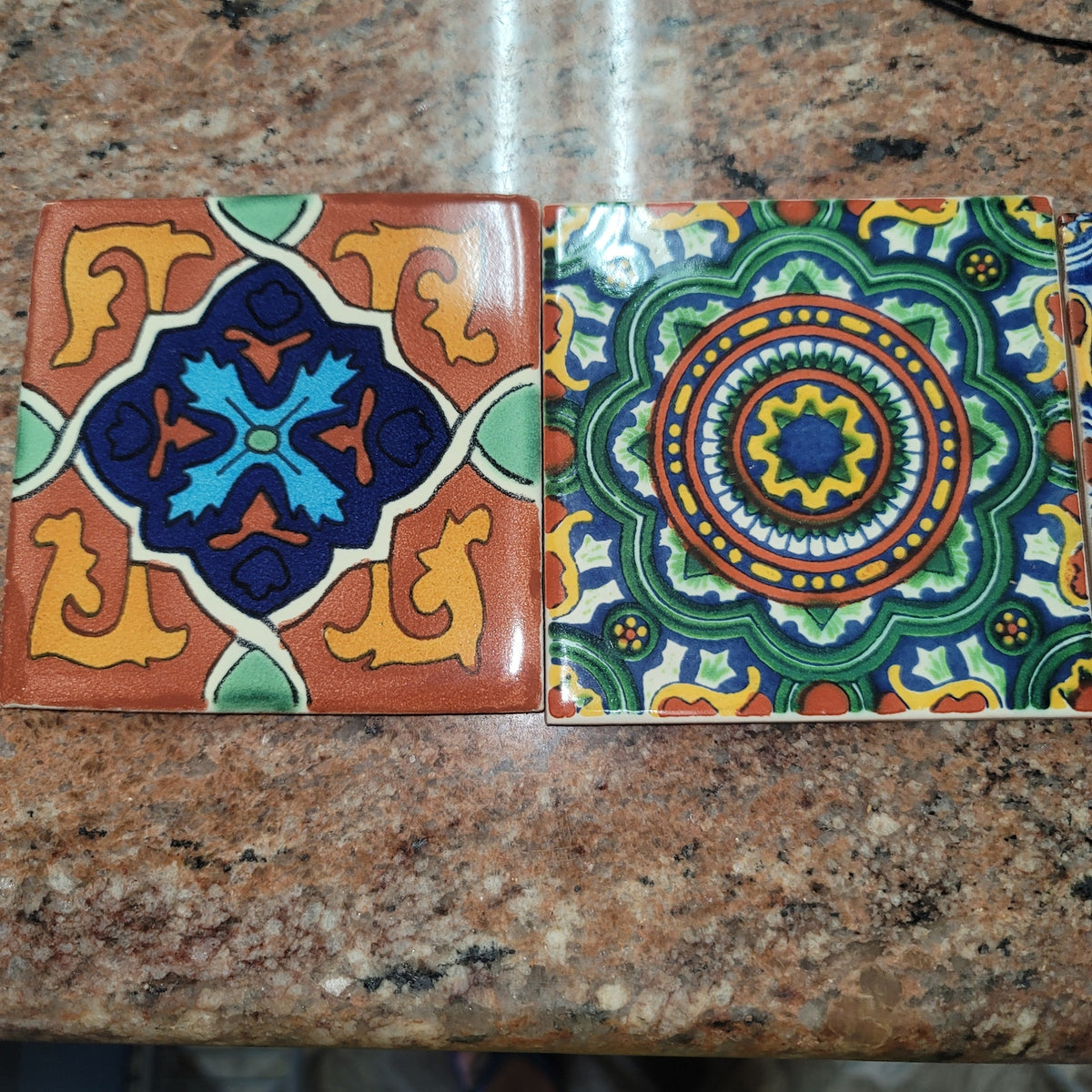 SECONDHAND SANDIES spanish Mexican handpainted Talavera Tile 4x4 Various Colors 3.00 each
