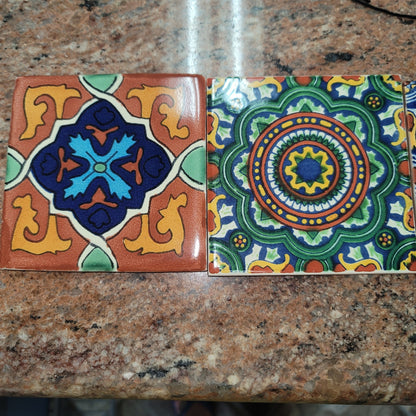 SECONDHAND SANDIES spanish Mexican handpainted Talavera Tile 4x4 Various Colors 3.00 each