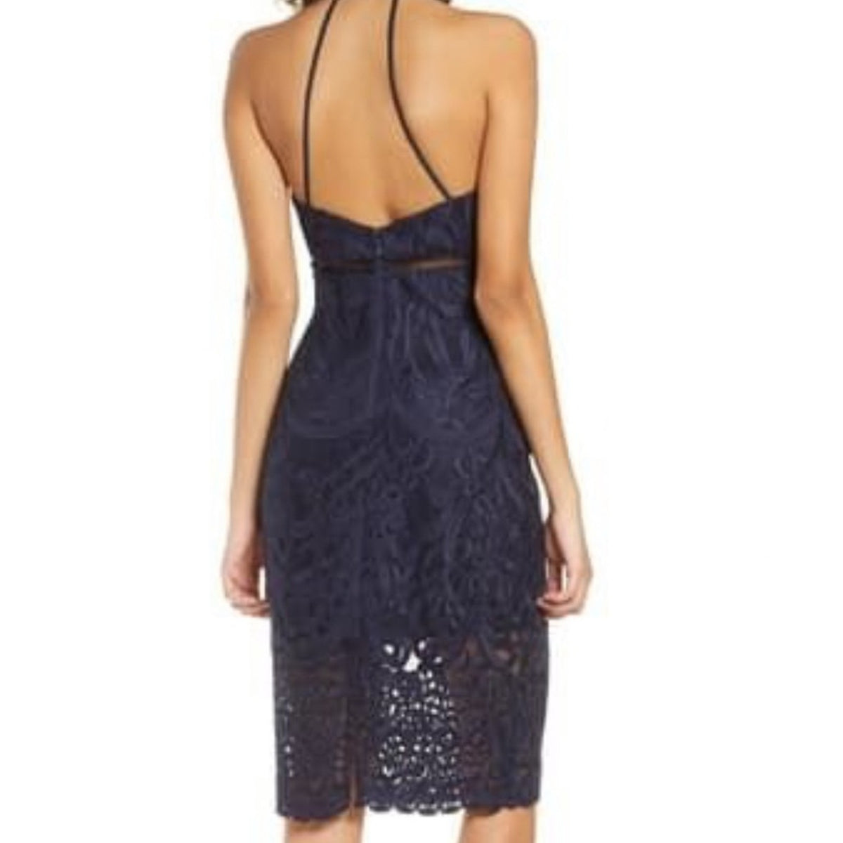 Bardot size 4 Blue Hana Lace Halter Cocktail Dress cocktail Strappy Backless