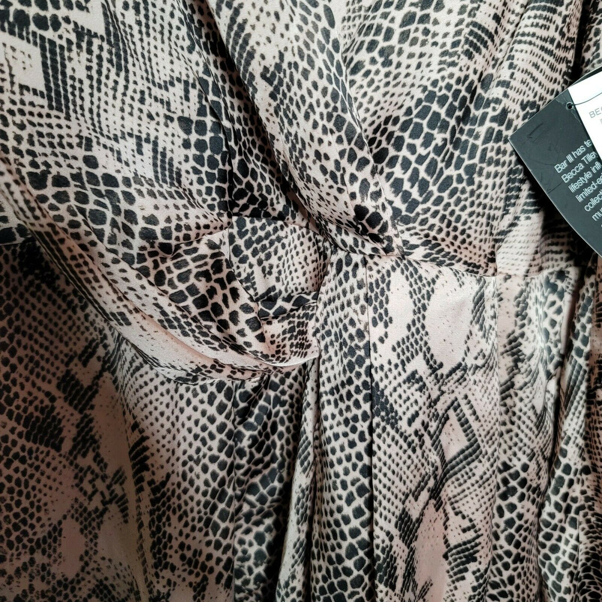 Bar iii Becca Tilley SnakePrint Twist Front Midi Dress Long Sleeve V-Neck XL NEW