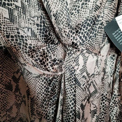 Bar iii Becca Tilley SnakePrint Twist Front Midi Dress Long Sleeve V-Neck XL NEW