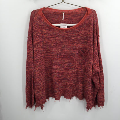 Free People Prism Space Dye Sweater Pullover Sweater Oversized Raw Hem Medium