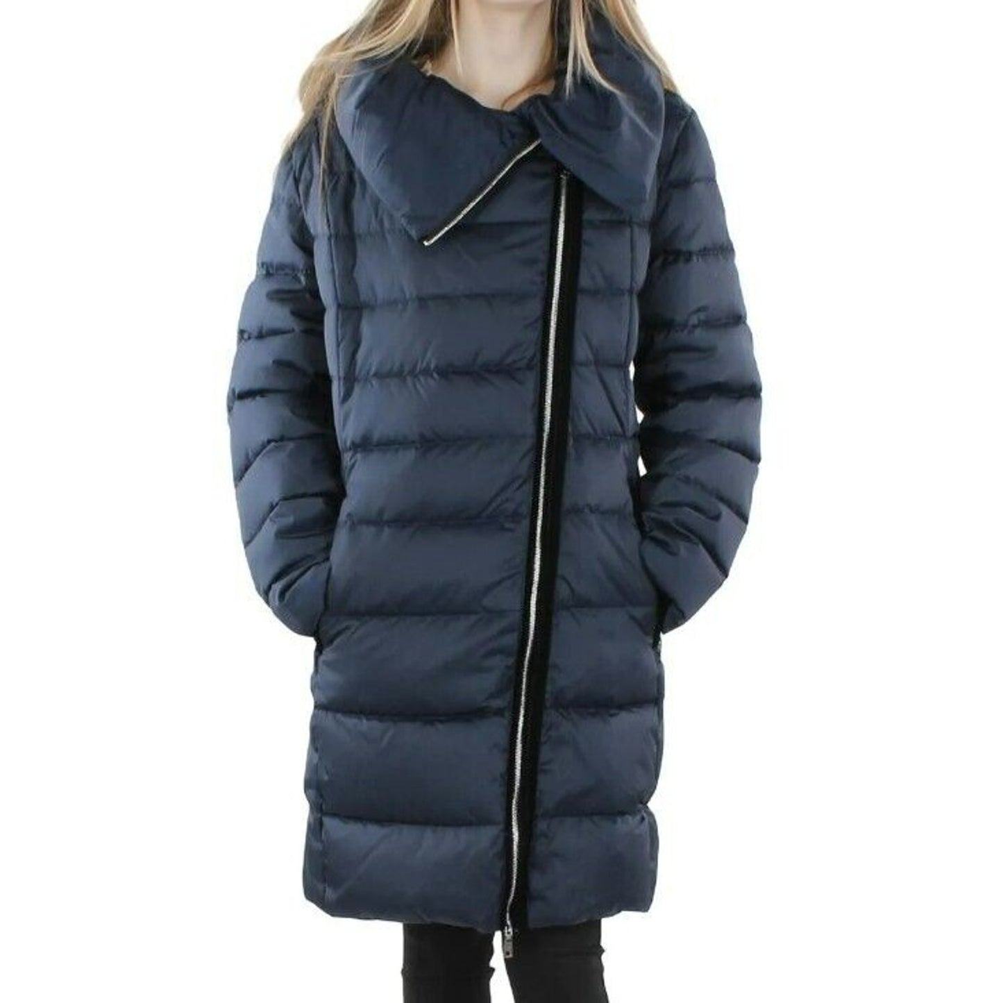 T. Tahari Winter Long Puffer Down Coat Outerwear SMALL NEW JACKET Mystic Blue