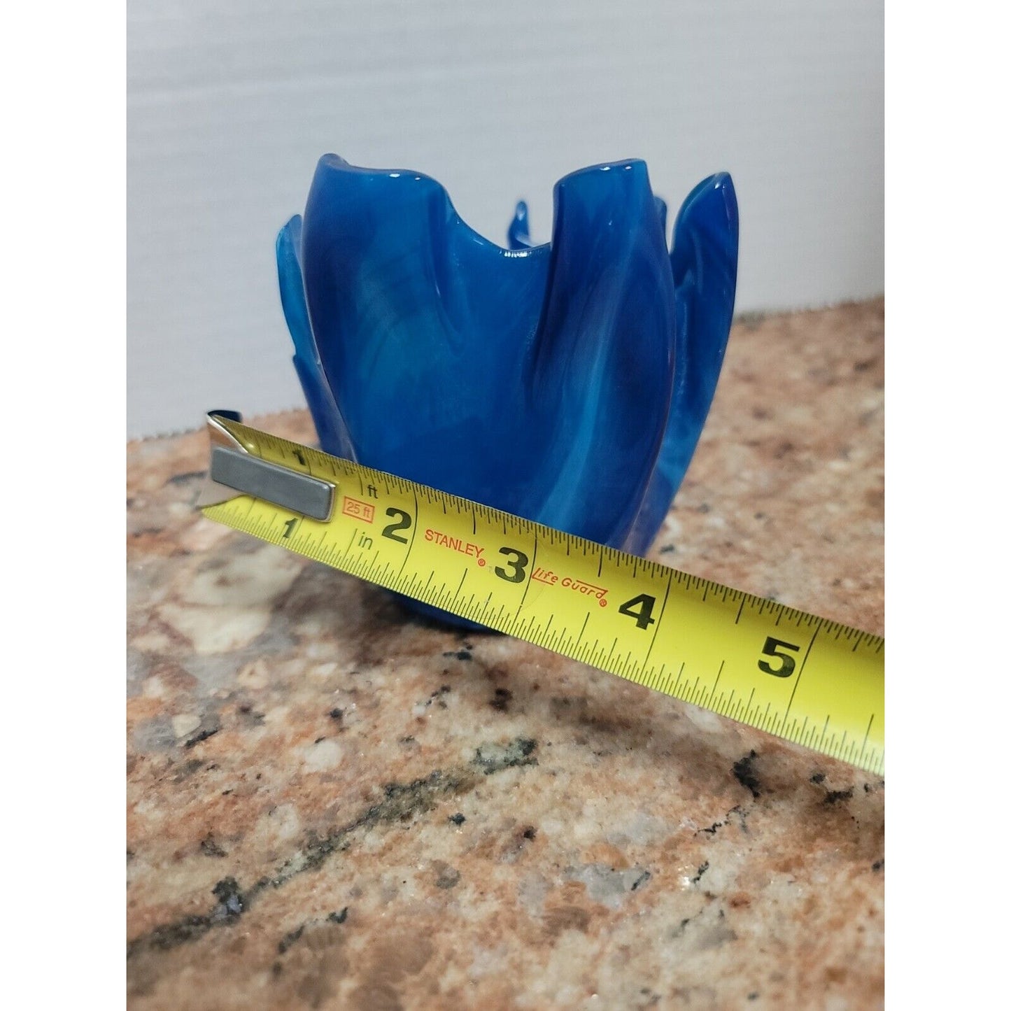 SLAG glass endday Blue Wispy Vase Candle Reusable napkinfold HalfCandle HANDMade