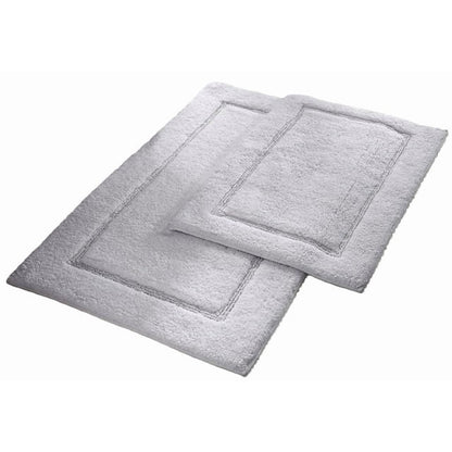 Modern Threads 2-Pack Non-Slip Backing Solid Loop Bath Mat Set in Silver NWT