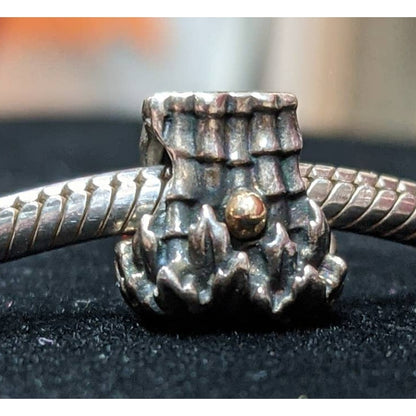Pandora Moments Golden Plate Coconut 925 Sterling Silver Palm Tree Bead Charm