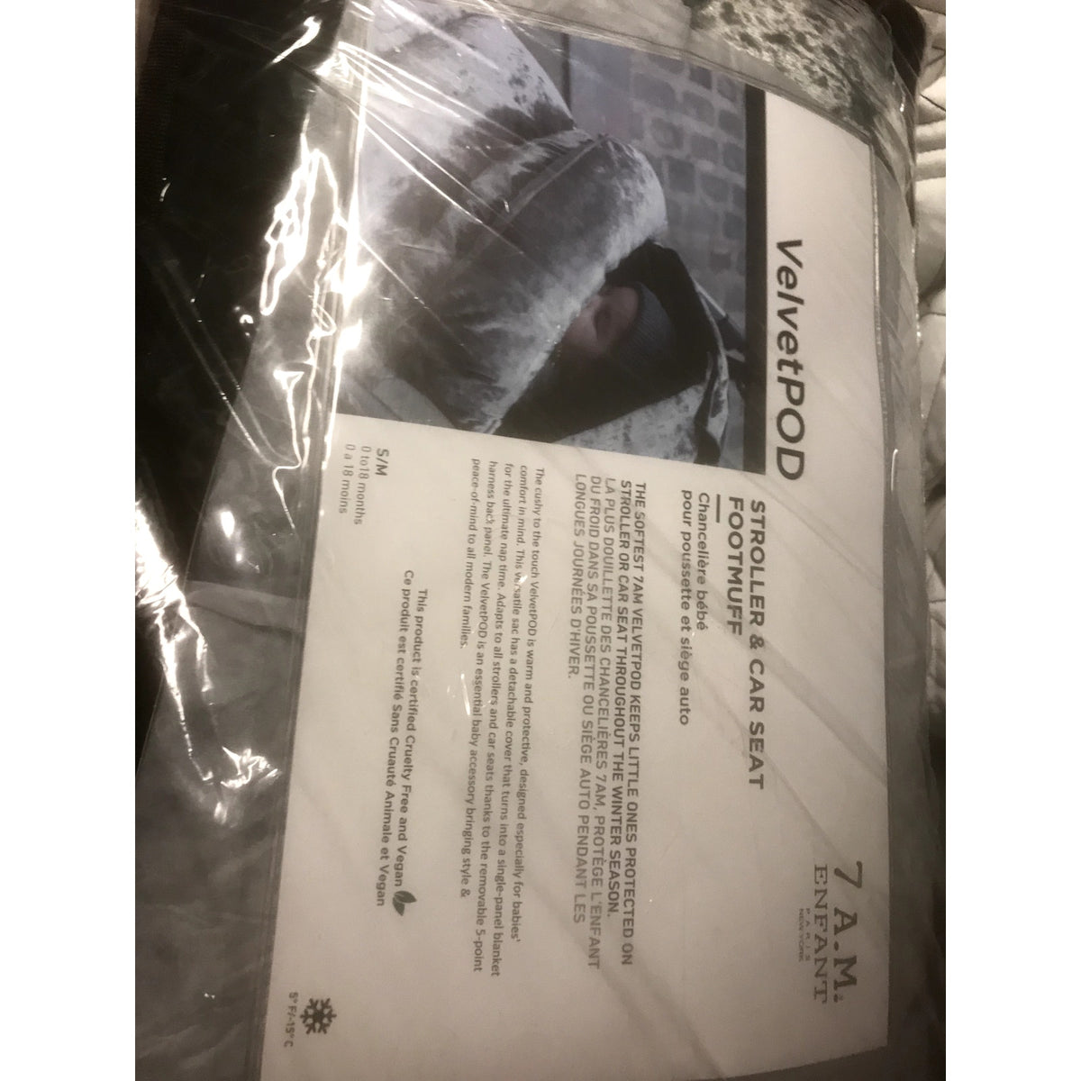 VelvetPod NWT Stroller & Car Seat Footmuff Cozy Grey Velvet S/M 0-18 Months