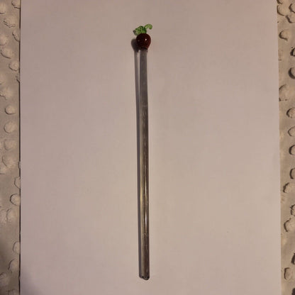 Hand-Blown Art Glass 8.5" SWIZZLE Stick margarita TIKI bar mixed drink APPLE