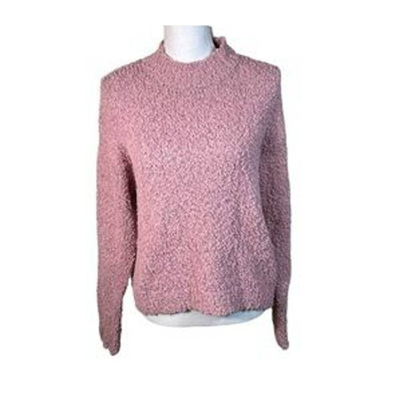 Sanctuary Popcorn Pullover Sweater Large Frosty Mauve NEW Long Sleeve Mock Neck