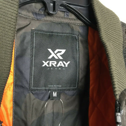 Xray Flight Patch Hooded Jacket Long Sleeve Front Zip Closure Ribbed Cuff Medium
