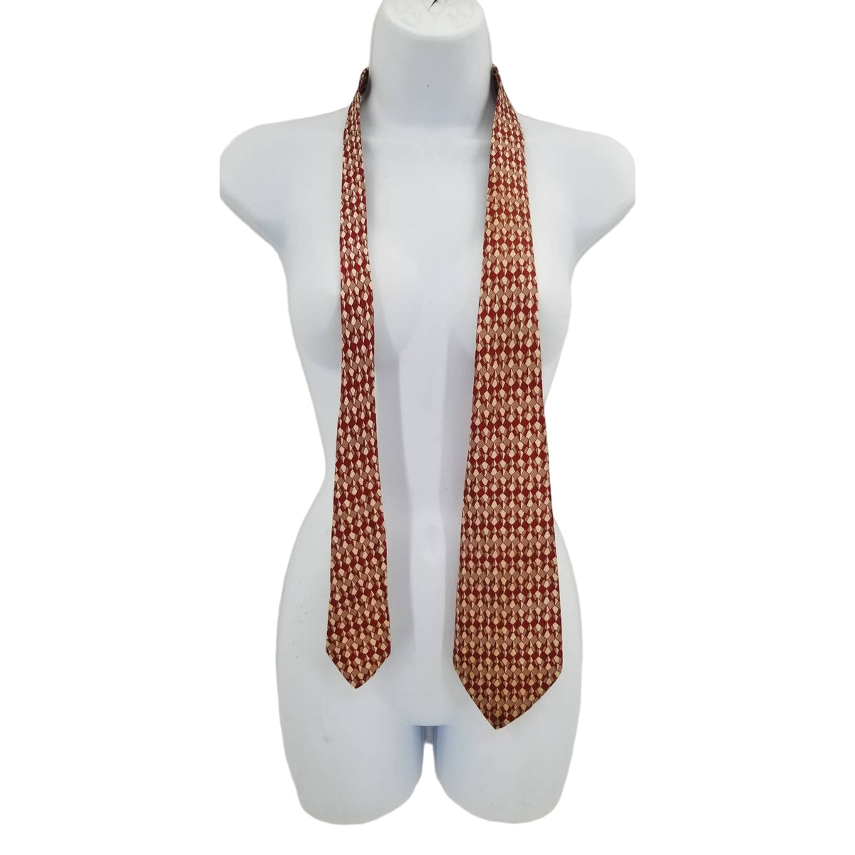 Selected Fabric Vintage Mens Neck Tie 52" Geometric 5 Fold Resilient wide 80s 90