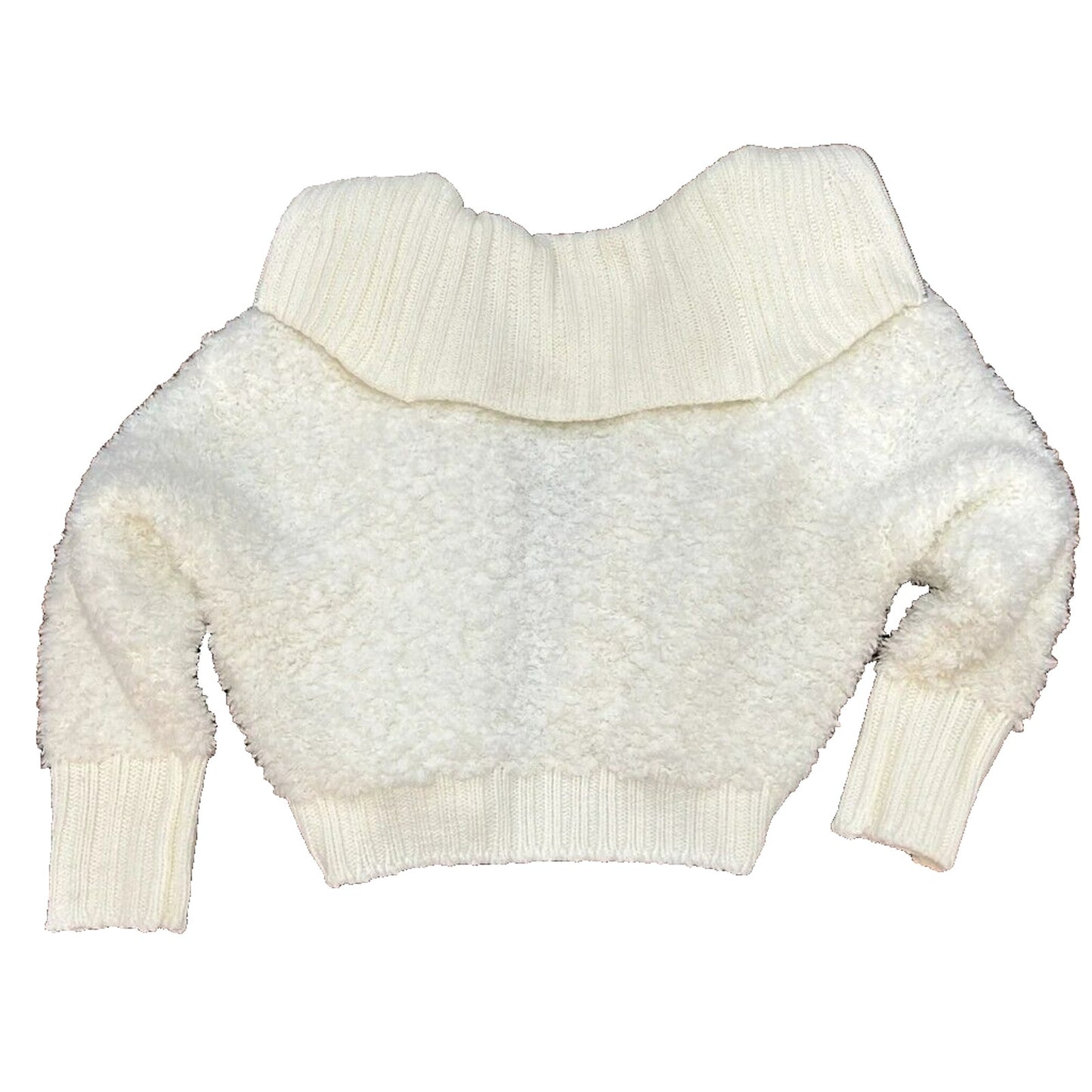 Love Tree Full Zip Cable Knit Collar Fuzzy Cardigan Sweater Sz Medium Ivory NWT
