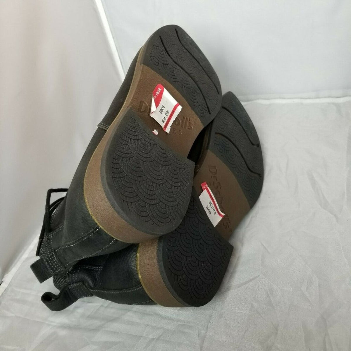 Dr. Scholl's Black Pebbled Leather Laced Up Round Toe Comfort Boots 12 NEW