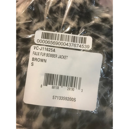 Vigoss NWT Leopard Print Faux Fur Bomber Jacket Brown Size Small