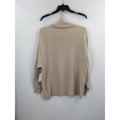 Free People OVERSIZED slouchy Turtleneck Tunic Sweater Oatmeal Heather NEW Small