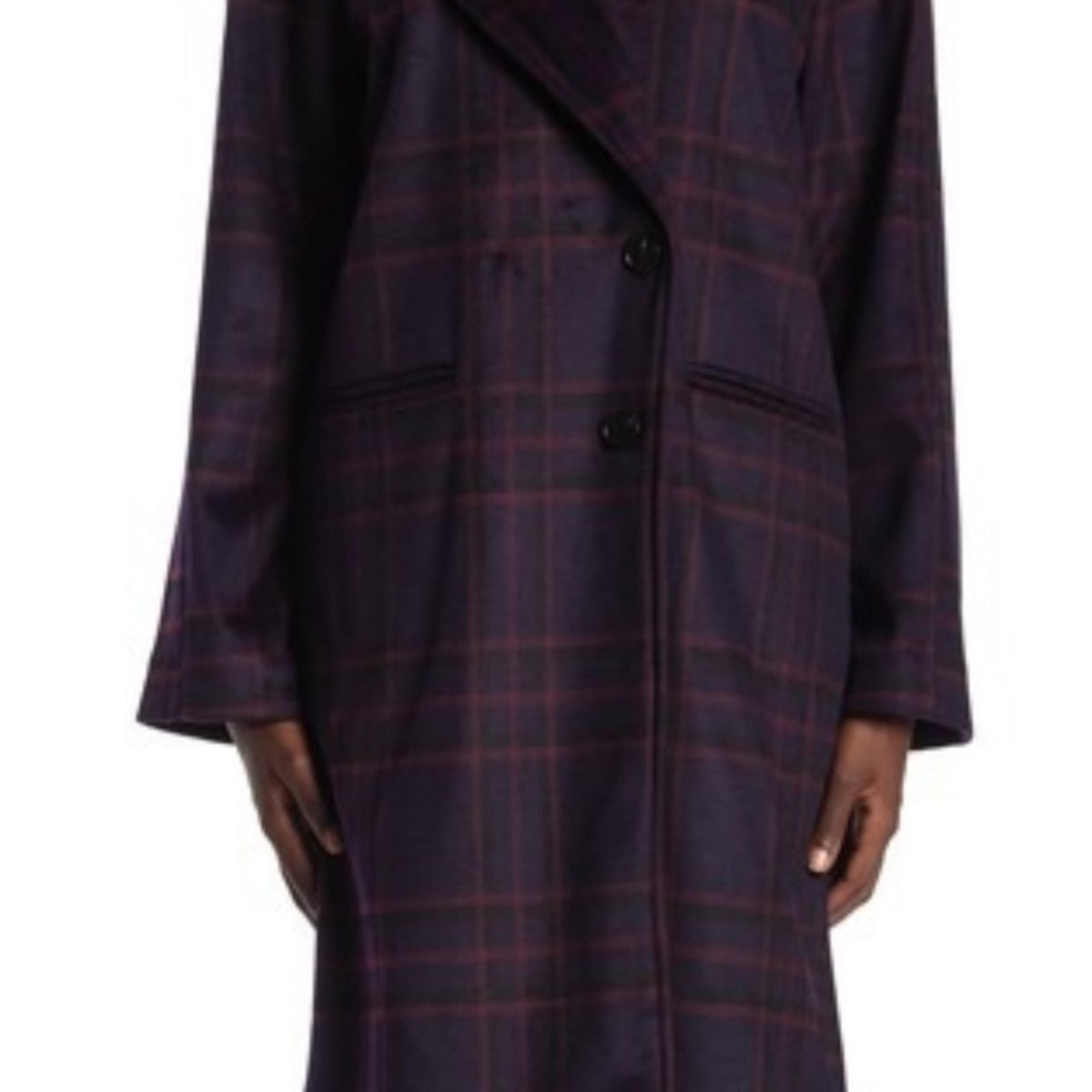 AVEC LES FILLES NEW Long Plaid Coat Size Medium