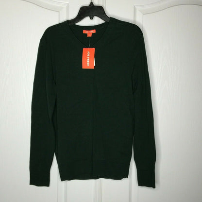Joe Fresh V-Neck Pullover Sweater Knit Construction Long Sleeve Small DK-Green