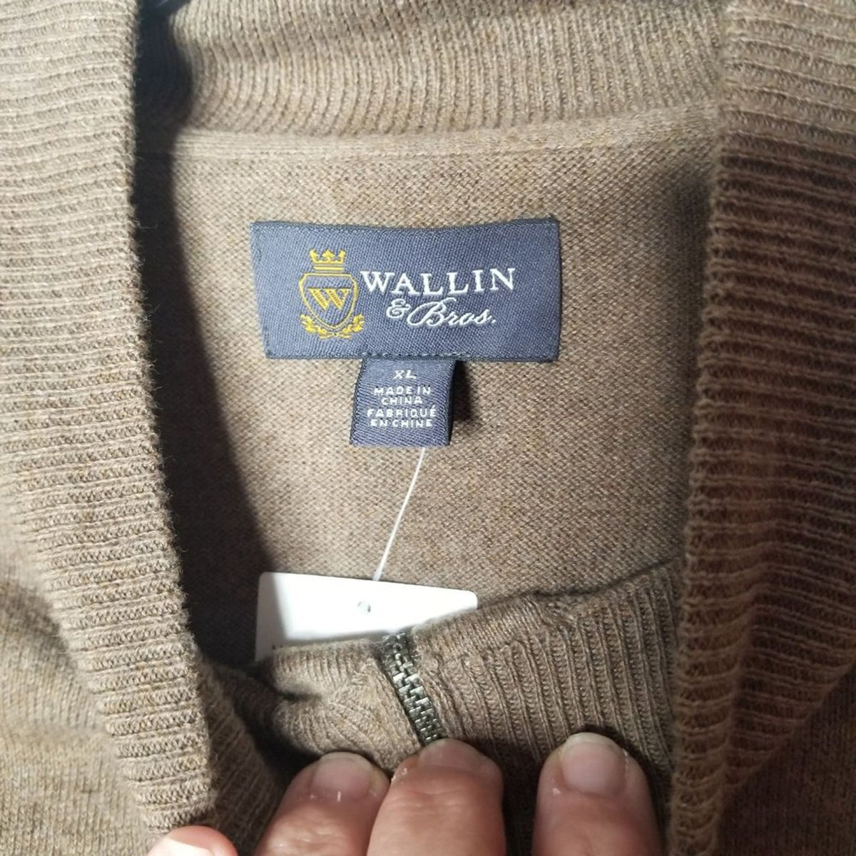 NWT Wallin Bros Pullover Sweater Long Sleeve Mock Neck Brown Shitake X-Large zip