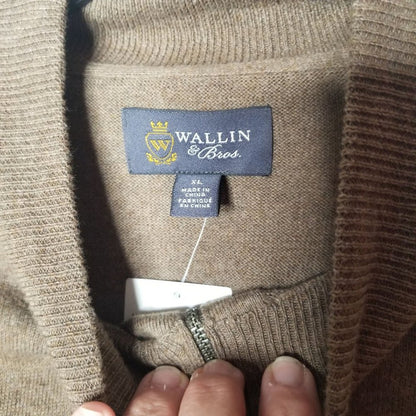 NWT Wallin Bros Pullover Sweater Long Sleeve Mock Neck Brown Shitake X-Large zip