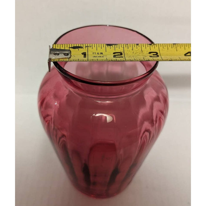 Vintage Cranberry Pink Vase Depression Glass Centerpiece Home Decor Ribbed