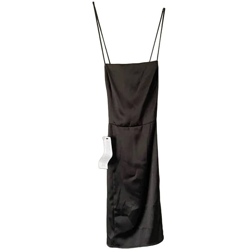 Topshop Satin Body Con Spaghetti Strap Mini Dress US 4 Black NWT