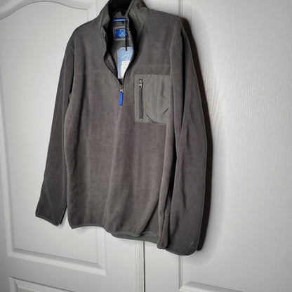 NEW VintageBrand 1946 Gray Partial Zip Fleece Sweater Large PULLOVER activewear
